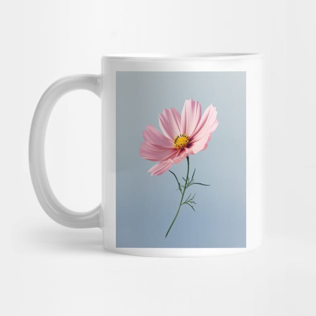 Elegant Pink Cosmos Flower Art by 026PrintableArt